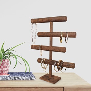 Organisateur de bijoux en métal doré avec support pour colliers et boucles d'oreilles pour rangement sur bureau - Product Image 2