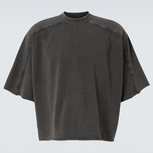 Loose Fit Distressed Washed Cotton Boxy Cropped T Shirt Custom Printed <b>Designer</b> Streetwear Oversized Men's Vintage Acid Wash Tee - Product Image 4