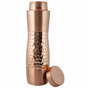 Bouteille d'eau artisanale en cuivre pur, récipient ayurvédique en cuivre, bouteille d'eau en cuivre pour le yoga, bouteille d'eau en cuivre pour boire - Product Image 1