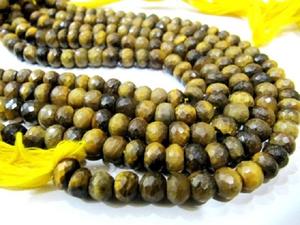 ลูกปัดไทเกอร์อายธรรมชาติทรงรอนเดลเหลี่ยมเพชรพลอย - Product Image 3