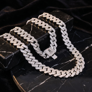 Luxury Moissanite <b>Statement</b> <b>Necklace</b> 925 Silver Rhodium Plated Baguette Cut Link Chain Geometric Design Party Unisex - Product Image 5