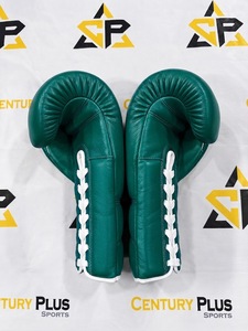 Gants de boxe en cuir vert FLY, à lacets, pour adultes, avec protection respirante des poignets - Product Image 6