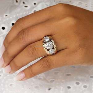 Igi/gia Lab เติบโตวินเทจ14K สีขาวทองแต่งงาน/หมั้นแหวนดีใส่ได้ทั้งชายและหญิงของขวัญงานปาร์ตี้ครบรอบ - Product Image 1