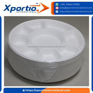 Food Grade Compartment Round Plate Biodegradable Sugarcane <b>Pulp</b> 4 Section Compostable Quality Certified For Food Service - Product Image 4