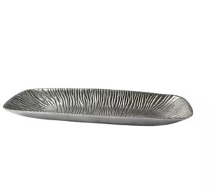 Rectangular Aluminum <b>Tray</b> With Leaf Handles for Catering Use Heavy Duty Metal Serving <b>Tray</b> with Nice Texture for Buffet - Product Image 6