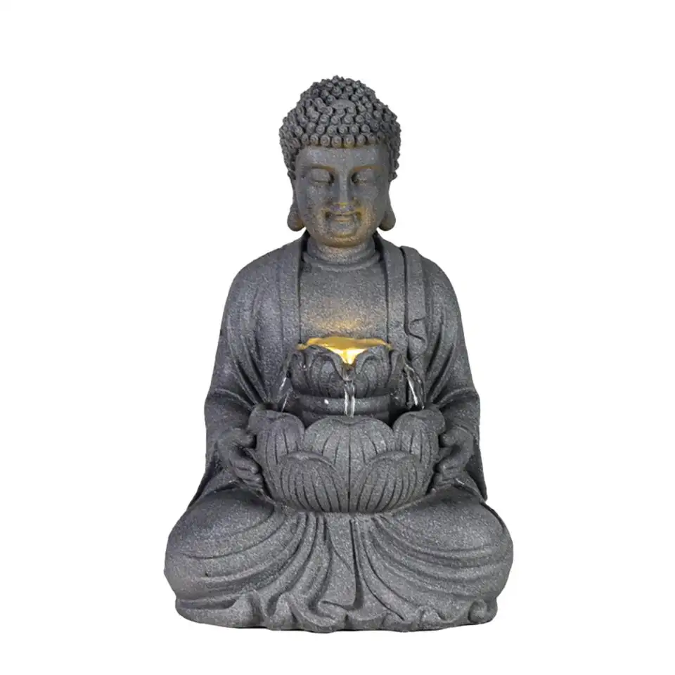 Fonte de água, fonte interna e externa zen meditação fengshui cachoeira luz led resina lotus buda