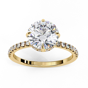 Anillo de Compromiso de Oro Blanco con Moissanita, Corte Redondo, Engaste Pavé, Anillo de Boda para Mujer, Joyería para Regalo o Fiesta - Product Image 6