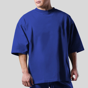 T-shirt imprimé vert 100 % coton à manches courtes et col rond pour homme, coupe oversize, décontracté, en jersey tricoté, design uni, logo frontal, épais - Product Image 1