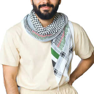 ผ้าคลุมศีรษะเคฟฟียะห์แบบดั้งเดิมของชาวปาเลสไตน์ สีขาวและสีดำ ผ้าฝ้ายอาหรับ ผ้าพันคอแฟชั่นสำหรับผู้ชายและผู้หญิง - Product Image 1