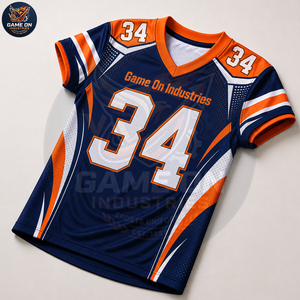 Tenue de sport haute performance marine et orange à séchage rapide pour l'entraînement par sublimation – Uniforme de football américain à prix de gros - Product Image 4