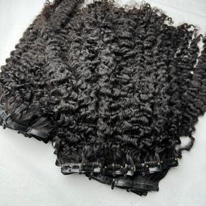 QHair, venta al por mayor, cabello humano indio vietnamita Natural, cutícula de cabello alineada, cabello rizado birmano crudo, Clipins sin costuras - Product Image 3