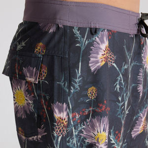Shorts de bain décontractés pour hommes, séchage rapide, taille à cordon de serrage avec poches, imprimé palmiers, tissu polyester, logo personnalisé, plage, surf - Product Image 5