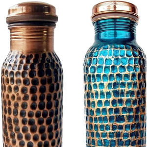 Bouteille d'eau écologique en cuivre pur 100% original, 500 ml, avec revêtement anti-corrosion, compatible lave-vaisselle, pour usage au bureau - Product Image 1