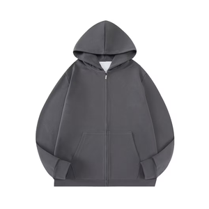 Sweat à capuche zippé oversize pour homme, couleur unie, en molleton délavé 420 grammes, qualité supérieure, durable, style décontracté, vente chaude - Product Image 4