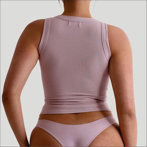 Top corto sin mangas para mujer, nuevo, de color liso, estilo casual, sexy, ajustado, de punto acanalado, top corto de encaje para mujer - Product Image 2