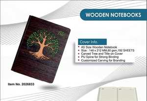 Executive Wooden <b>Journal</b> with LED Branding | Premium <b>Writing</b> Notebook | Eco-Friendly Cover Natural Wooden Cover Diary | A5 - Product Image 2