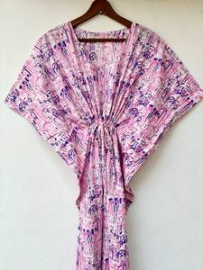 Vestido Kaftan Casual de Verano sin Mangas con Estampado Floral Tropical Digital, de Algodón, para Mujer, Islas del Pacífico Asiático - Product Image 2