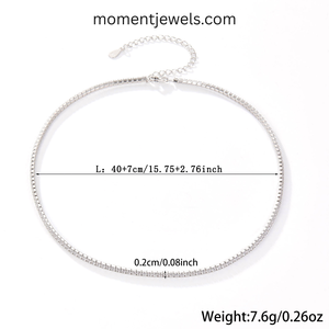 Collier Chaîne Tennis en Argent 925 Plaqué Or, Zircon Tendance, Minimaliste, Réglable, Bijou pour Femme et Homme, Idéal pour le Quotidien et les Cadeaux - Product Image 6