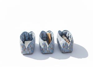 Ensemble de pochettes de voyage pliables en coton matelassé imperméable, fabriquées à la main, sacs de rangement à trois couches, pour bijoux, articles de toilette, utilisation en salle de bain - Product Image 3