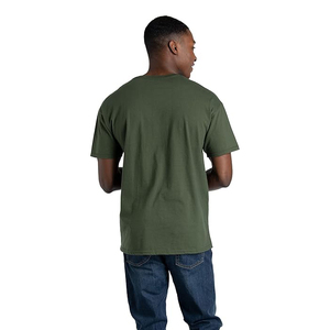 Men's Olive Green Short Sleeve T-<b>Shirt</b> 100% Cotton Regular Fit Casual O-Neck Solid Color Jersey Knitted Blank Design - Product Image 3