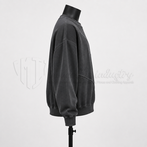 Sweat-shirt col rond oversize personnalisé délavé, style streetwear vintage à empiècements, épais, unisexe, OEM ODM, vente en gros - Product Image 4