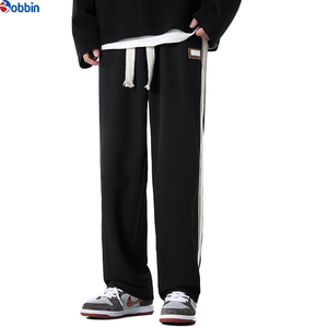 Men Trouser Comfortable Men's <b>Black</b> Sweatpants With Side Stripe Elastic Waist Drawstring Casual <b>Pants</b> Autumn Knitted Cotton - Product Image 1