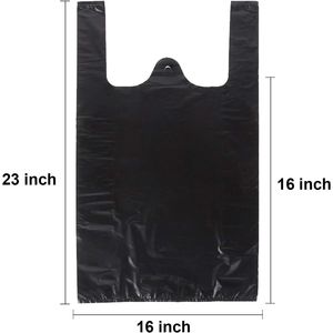 Sacchetti di Plastica Neri 16x23 Pollici con Manici per T-Shirt e Spesa, Confezione da 100 Pezzi per Attività Commerciali - Product Image 2