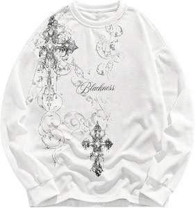 Sudadera gótica con estampado gráfico para hombre, cuello redondo, tejido gofrado, unisex. - Product Image 1