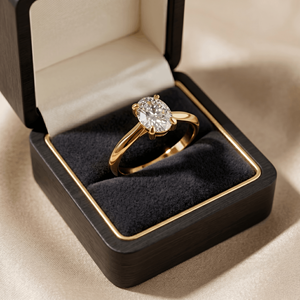Bague de fiançailles solitaire en diamant de laboratoire ovale certifié IGI 1 carat, or massif 9K plaqué rhodium, cadeau de luxe OEM ODM - Product Image 3