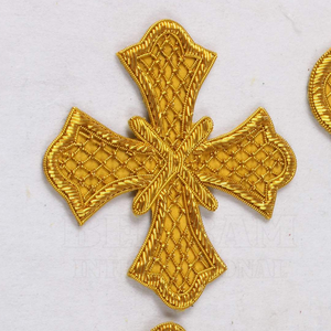 Croix dorées brodées, patchs à coudre sur tissu, badges, appliques au crochet, broderie à la main / Croix pour vêtements religieux à vendre, pour vêtements - Product Image 3