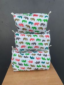 Cotton Elephant Print Cosmetic <b>Bag</b> Set With Drawstring Closure <b>For</b> Daily Use Travel <b>Pouch</b> <b>For</b> <b>Women</b> Daily Use <b>bags</b> from India - Product Image 1