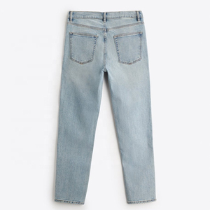 Men's Straight Leg Light Blue Denim Jeans Mid Waist Loose Fit Sand Wash Cotton Casual Streetwear Winter Pants Autumn Style - Product Image 4