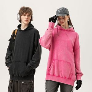 High Quality 400gsm 80% Cotton 20% Polyester Unisex Oversized Drop Shoulder Snow Acid <b>Wash</b> Vintage Pullover Hoodie For Men Women - Product Image 4