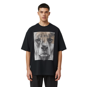 Men Front Logo Oversized <b>Screen</b> Print Boxy T-Shirt with Cotton <b>Bamboo</b> Fabric Canvas Weave High Street Style - Product Image 3