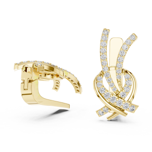 Fine Jewelry 14K 18K <b>Solid</b> <b>Gold</b> Twisted Ribbon <b>Huggies</b> Earrings Round Lab Grown Diamond Earrings DEF VVS Fine Jewelry for Women - Product Image 4