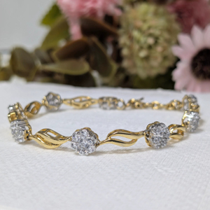 2.45 Ct Lab Grown Diamond Cluster Tennis Bracelet Vintage Style <b>Solid</b> 14k White/Yellow/Rose <b>Gold</b> IGI Certified Luxury Women's - Product Image 1