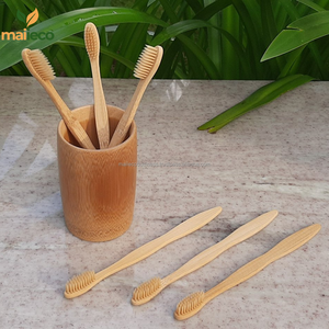Cepillo de dientes de bambú 100% Natural y biodegradable, cerdas suaves ecológicas, venta al por mayor, desechable para Hotel/uso doméstico orgánico - Product Image 3