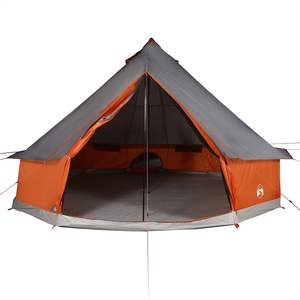 Carpa Familiar para 8 Personas, Tipo Tipi, Gris y Naranja, Impermeable, para Acampar - Product Image 6