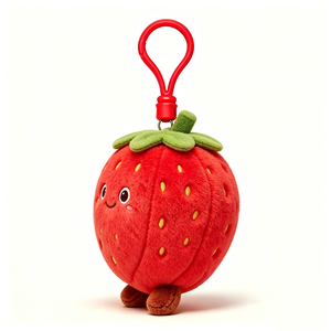 Lindo dije de fresa roja sonriente, clip de peluche kawaii para bolso, mini juguete de fresa de peluche antropomórfico - Product Image 5