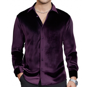 เสื้อกำมะหยี่ผู้ชายสั่งทำขายส่ง เนื้อผ้านุ่มหรูหรา ผลิตอย่างมืออาชีพ เสื้อกำมะหยี่แขนยาวสำหรับผู้ชาย - Product Image 1
