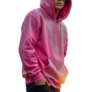 Venta al por mayor Streetwear sudaderas con capucha hombres Heavy Cotton Zip up Hoodie Vintage Acid Wash Oversized Rhinestone sudaderas con capucha de los hombres - Product Image 1
