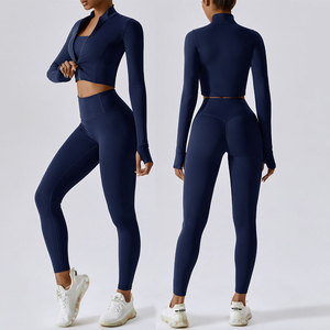 Buy 2025 Custom Logo Women <b>Yoga</b> Pants Fitness 3 Piece Sets <b>yoga</b> Wear Quick Dry Zipper <b>Jacket</b> <b>Yoga</b> Leggings - Product Image 1