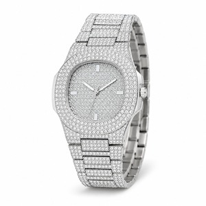 Reloj de Lujo Unisex Cuadrado de Acero Inoxidable con Diamantes Incrustados, Esfera Analógica, Cristal de Zafiro, 41 mm, Cierre Plegable, Movimiento de Cuarzo - Product Image 1