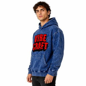 Sweat à capuche brodé personnalisé pour homme, style rétro délavé, coupe oversize, en coton épais, style urbain vintage, pull décontracté, vente en gros - Product Image 2