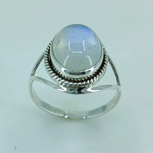 Rainbow Moonstone <b>Ring</b> 925 Sterling <b>Silver</b> Handmade Statement Promise <b>Ring</b> for Women <b>Boho</b> Oval June Birthstone Jewelry - Product Image 2