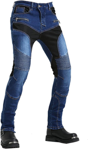 Jean en denim noir sur mesure pour moto et course automobile, respirant, séchage rapide, grande taille, protection des genoux, avec logo - Product Image 4