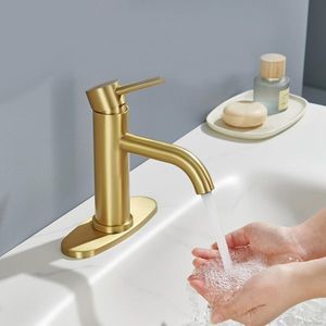Rubinetto da Bagno Monocomando in Acciaio Inox T10 Oro Spazzolato, Miscelatore Lavabo con Foro Singolo, Non Spedibile nei Fine Settimana - Product Image 5