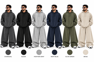 Ensemble sweat-shirt surdimensionné personnalisé et pantalon de survêtement à jambes larges |   Survêtement streetwear lourd pour hommes - Product Image 6