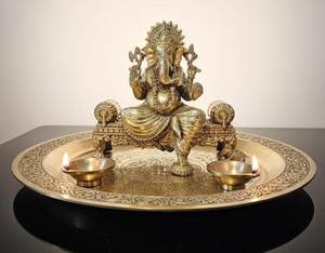 รูปปั้นพระพุทธรูปทองเหลืองขนาดใหญ่ |   เทพเจ้าแห่งโชคลาภแห่งฮินดู ของตกแต่งบ้านและวัด - Product Image 4