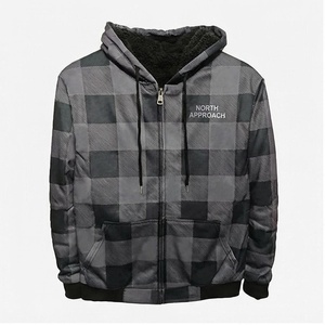 เสื้อแจ็คเก็ตมีฮู้ดลายสก็อตสำหรับผู้ชาย ยี่ห้อ North Approach แบบซิป ป้องกันลม เหมาะสำหรับใส่ลำลองในฤดูหนาว มีกระเป๋าหน้า ทรงปกติ - Product Image 1